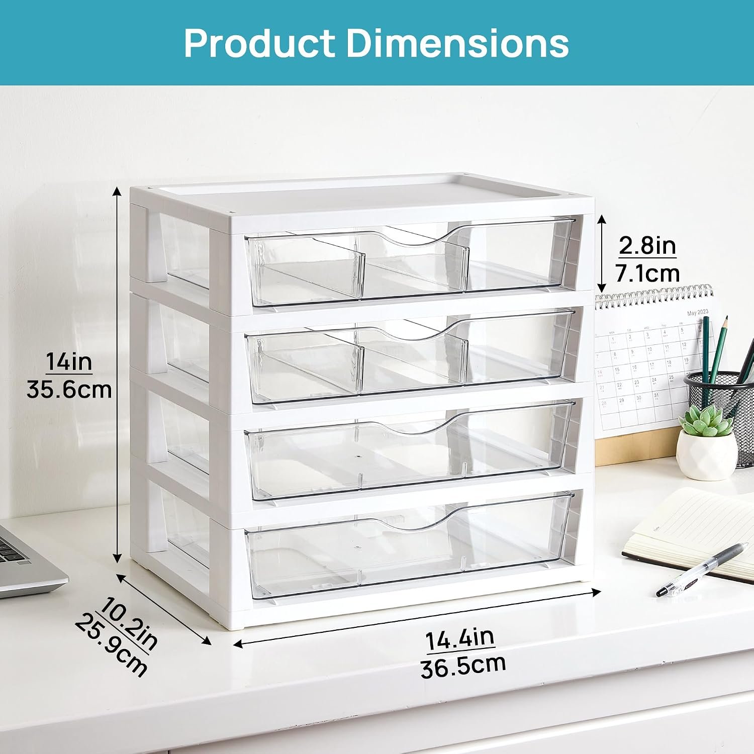 Transparent 4-Drawer Desktop Organizer (with Dividers) - Image 2