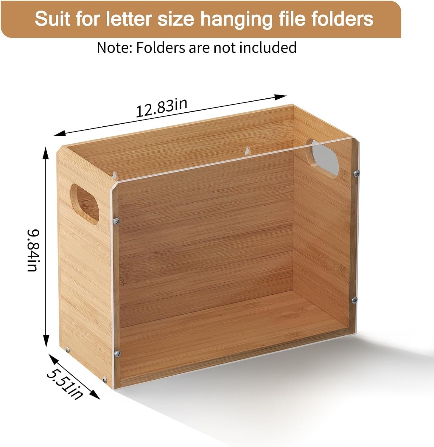 Acrylic Wall-Mounted File Organizer (Includes Bamboo Storage Box, 2-Pack) - Image 2