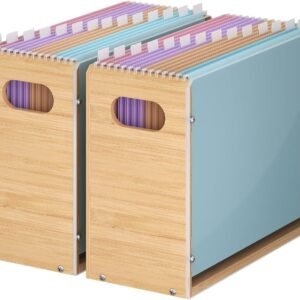 Acrylic Wall-Mounted File Organizer (Includes Bamboo Storage Box, 2-Pack)