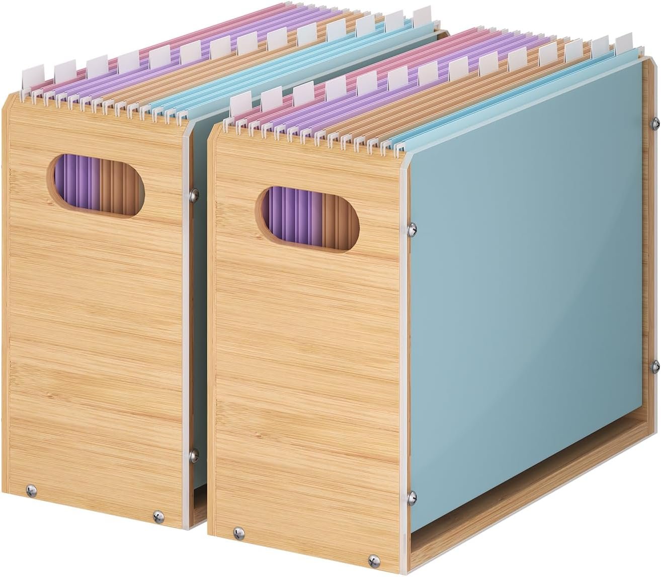 Acrylic Wall-Mounted File Organizer (Includes Bamboo Storage Box, 2-Pack)