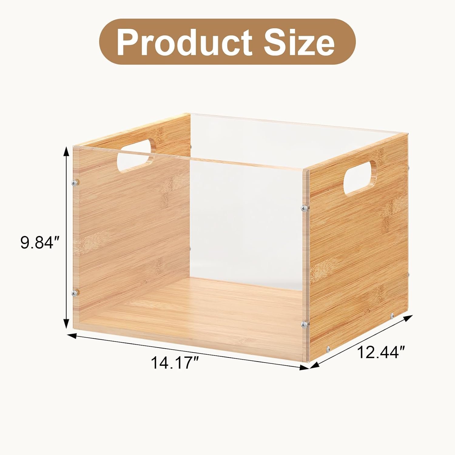Transparent Acrylic Bamboo Hanging File Organizer (with Handles) - Image 2