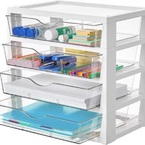 Transparent 4-Drawer Desktop Organizer (with Dividers)