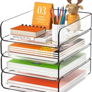 4-Layer Transparent Acrylic Stackable Desktop File Holder