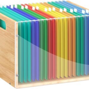 Transparent Acrylic Bamboo Hanging File Organizer (with Handles)