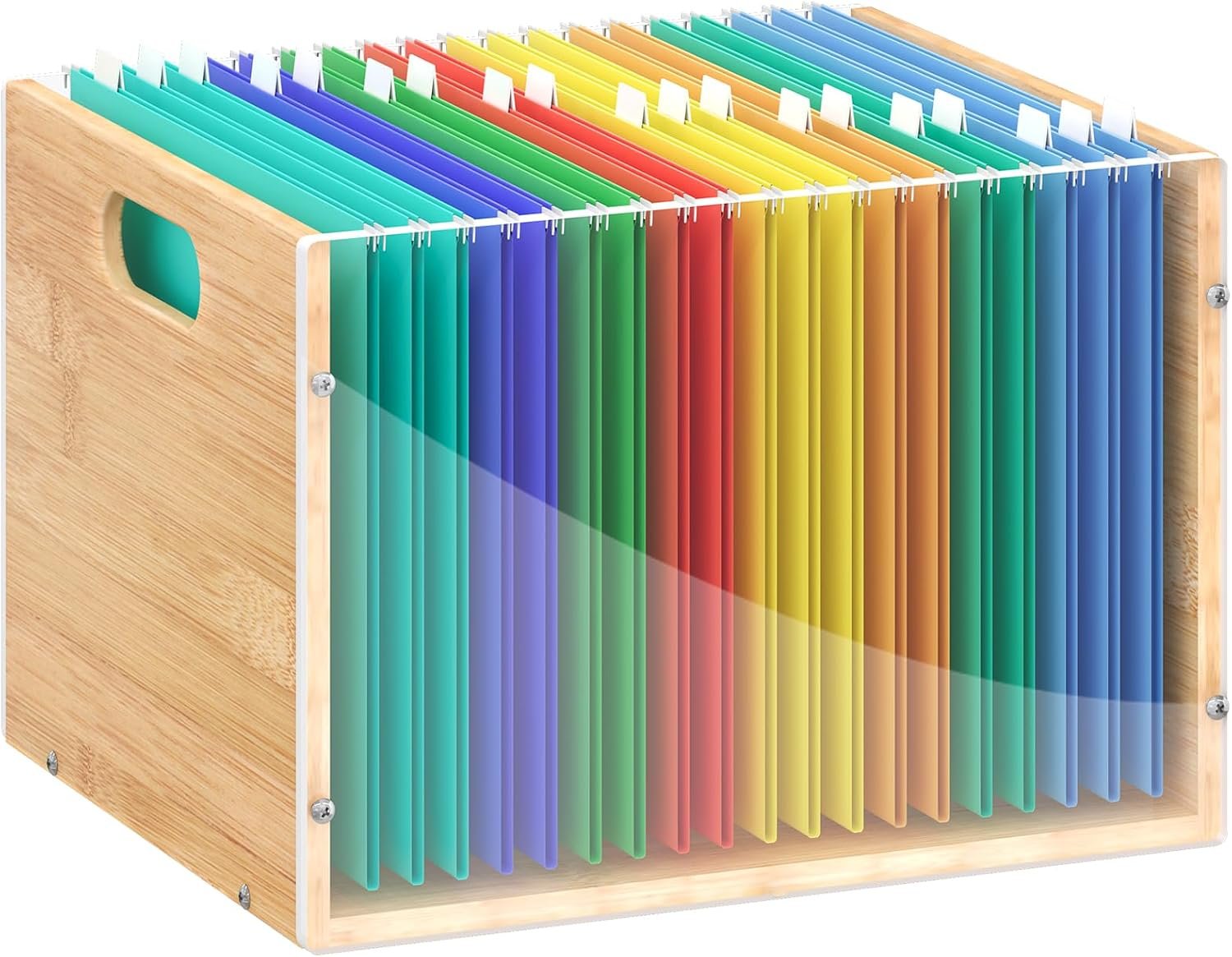 Transparent Acrylic Bamboo Hanging File Organizer (with Handles)