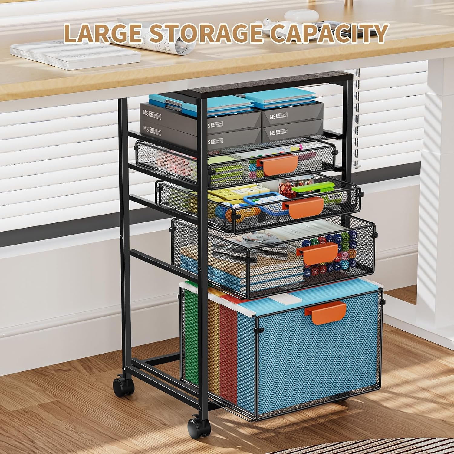 4-Drawer Mobile File Trolley - Image 2