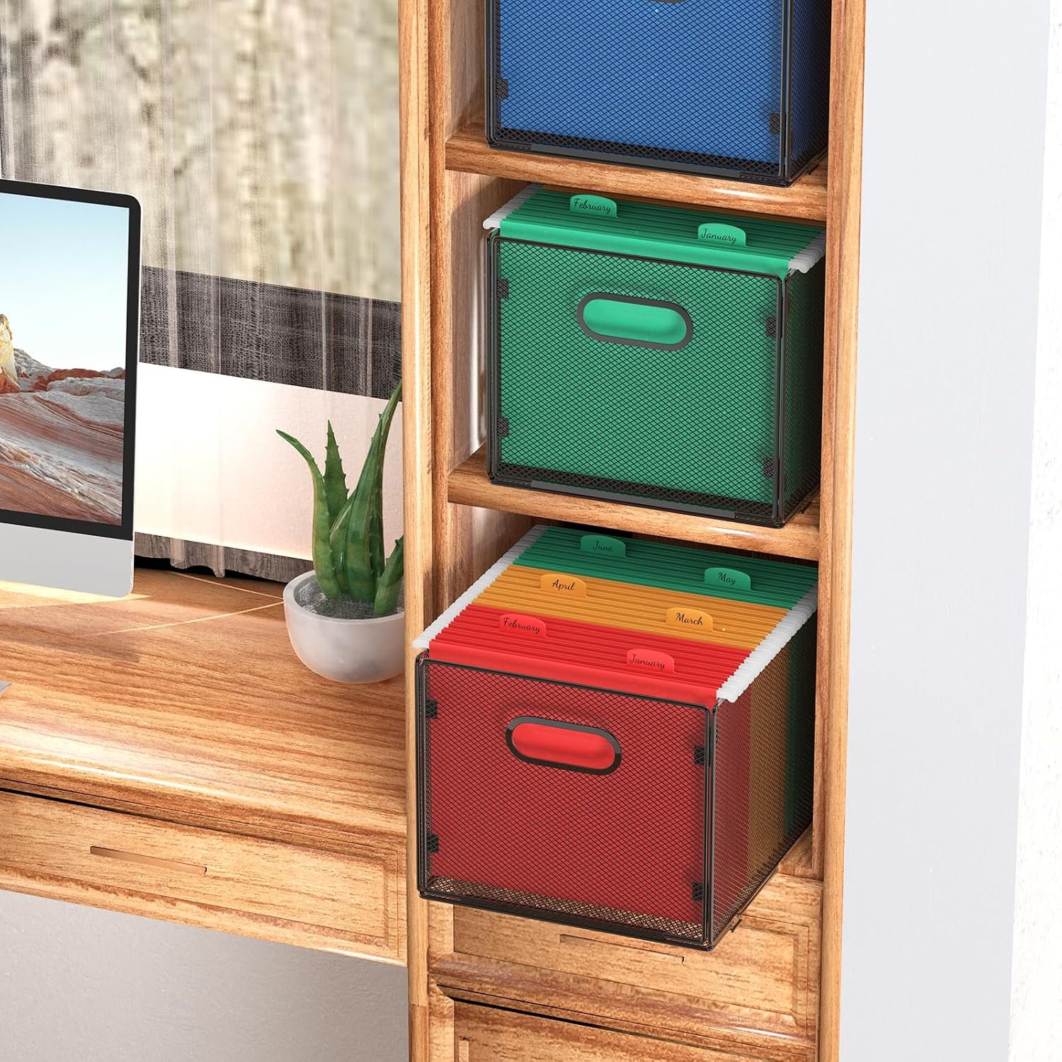 Hanging File Organizer (Pack 2), Grid File Basket - Image 2