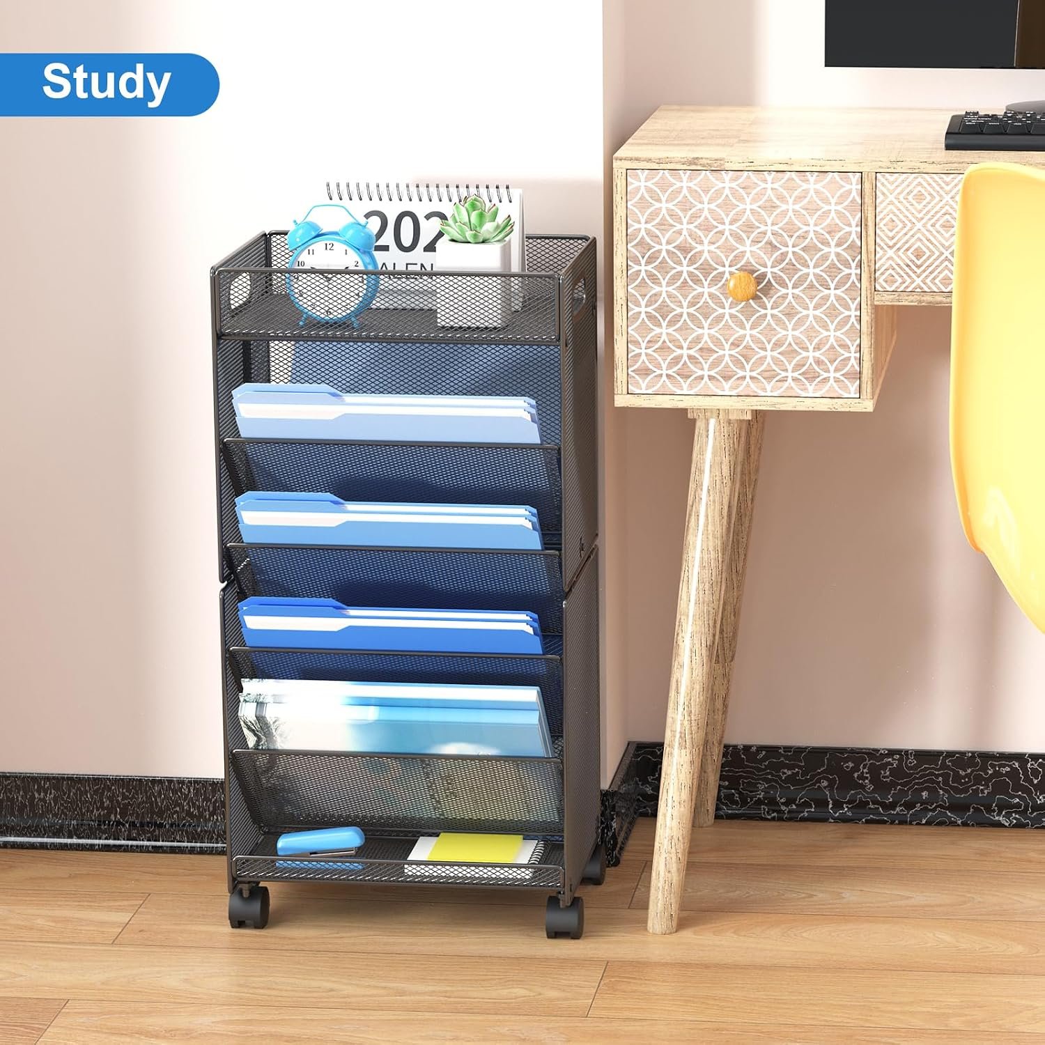 10-Layer Portable File Organizer Trolley - Image 2
