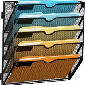 5-Tier Wall-Mounted Metal Wire Mesh File/Magazine Rack